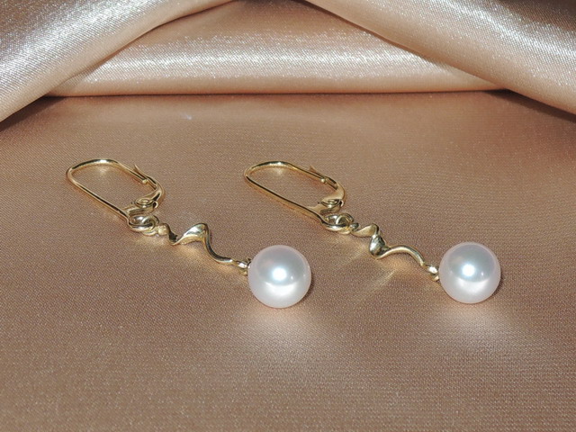 Zlaté náušnice 14K japonské Akoya perly AE005C Zlaté náušnice 14K japonské Akoya perly AE005C