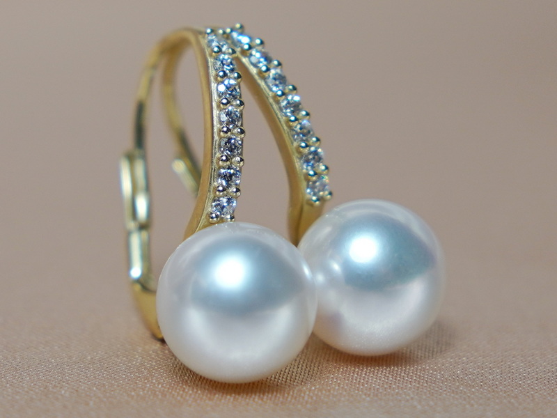 Zlaté náušnice 14K so sladkovodnými perlami AAA BC021YFE-W Zlaté náušnice 14K so sladkovodnými perlami AAA BC021YFE-W