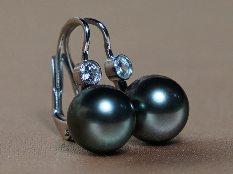 Zlaté náušnice 14K s čiernymi tahitskými perlami AAA DS222WE-T Zlaté náušnice 14K s čiernymi tahitskými perlami AAA DS222WE-T