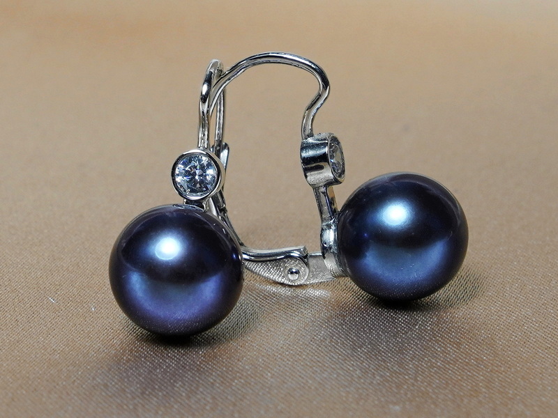 Náušnice čierne perly a zirkóny DS222WFE-B Náušnice čierne perly a zirkóny DS222WFE-B