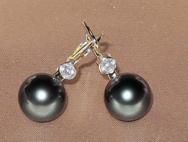 Perlové náušnice čierne tahitské perly AAA DS222YE-T Perlové náušnice čierne tahitské perly AAA DS222YE-T