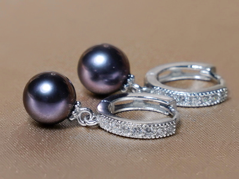 Strieborné perlové náušnice čierne perly RSE300AAAbG Strieborné perlové náušnice čierne perly RSE300AAAbG