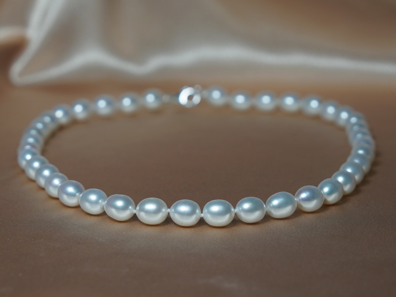 Perlový náhrdelník pravé biele riečne perly OSN08AA+wA Perlový náhrdelník pravé biele riečne perly OSN08AA+wA