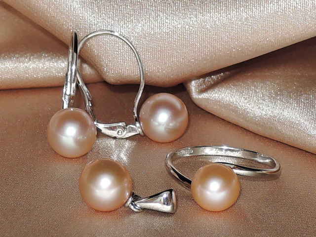 Strieborný perlový set z pravých ružových riečnych perál BC150SS-P Strieborný perlový set z pravých ružových riečnych perál BC150SS-P