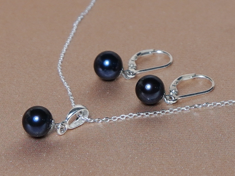 Strieborné šperky s čiernymi sladkovodnými perlami FPS002bT Strieborné šperky s čiernymi sladkovodnými perlami FPS002bT