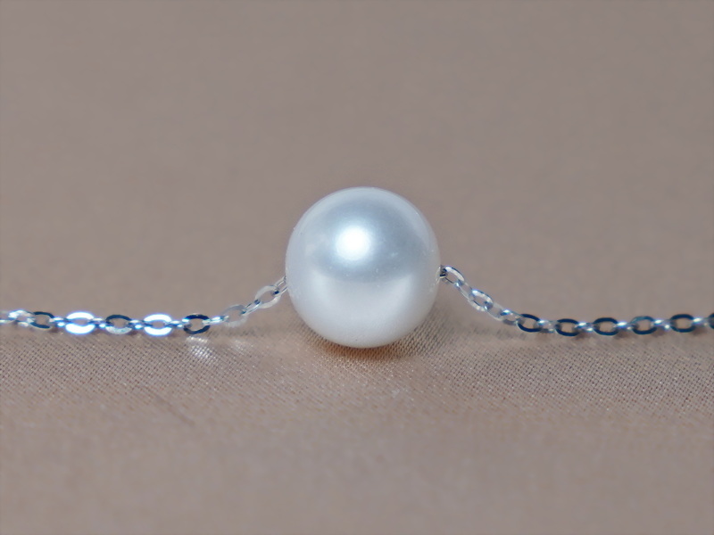 Strieborný náhrdelník s pravou bielou riečnou perlou 8mm RP888wM Strieborný náhrdelník s pravou bielou riečnou perlou 8mm RP888wM