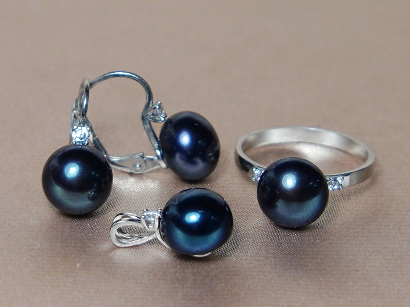 Súprava šperkov s čiernymi sladkovodnými perlami BC180SBS-B Súprava šperkov s čiernymi sladkovodnými perlami BC180SBS-B