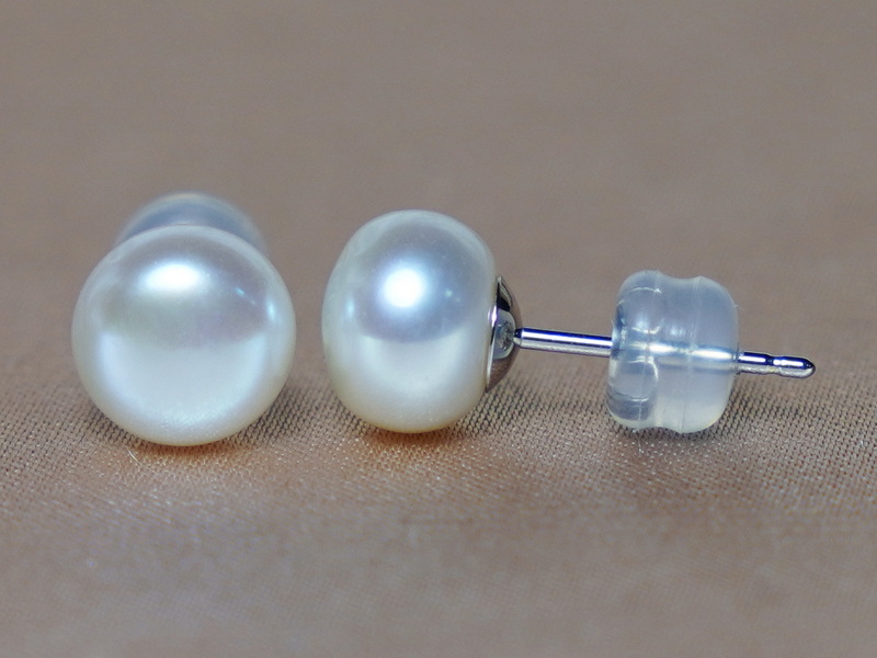 Zlaté napichovacie perlové náušnice WSE14WG Zlaté napichovacie perlové náušnice WSE14WG