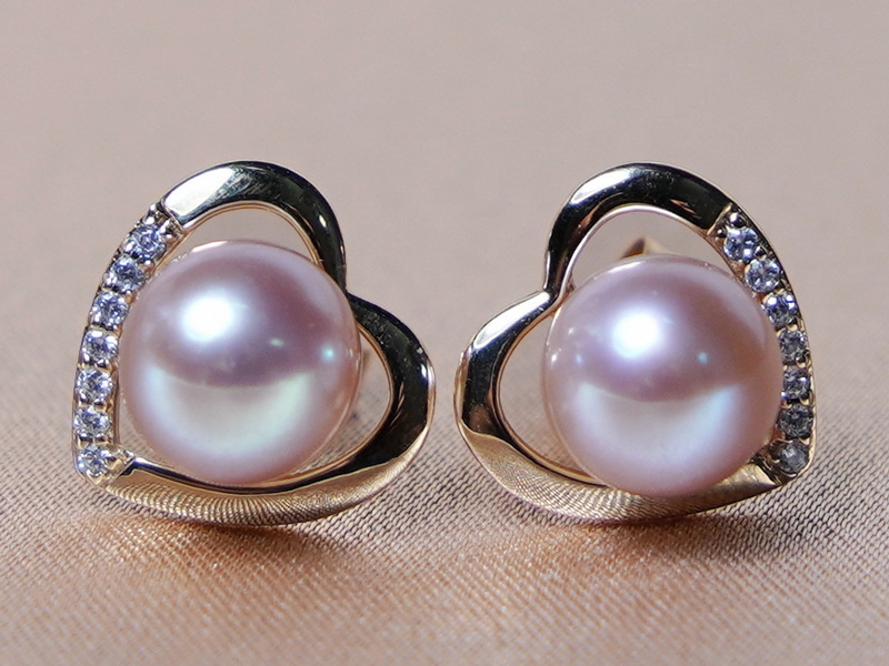 Zlaté náušnice 14K s ružovou sladkovodnou perlou WW013YE-FP Zlaté náušnice 14K s ružovou sladkovodnou perlou WW013YE-FP