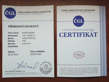 Certifikát pravosti CP002 Certifikát pravosti CP002