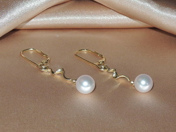 Zlaté náušnice 14K japonské Akoya perly AE005C Zlaté náušnice 14K japonské Akoya perly AE005C