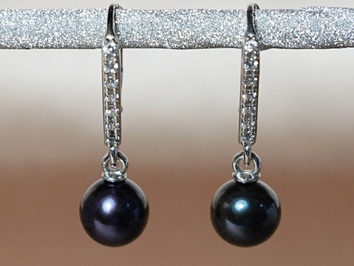 Perlové náušnice čierne sladkovodné perly BC024SE-B