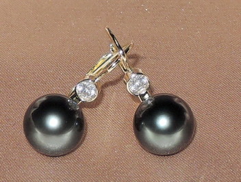 Perlové náušnice čierne tahitské perly AAA DS222YE-T Perlové náušnice čierne tahitské perly AAA DS222YE-T