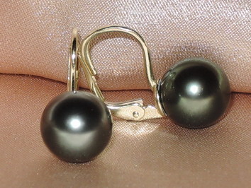 Zlaté náušnice 14K s čiernymi tahitskými perlami AAA DS701YE-T Zlaté náušnice 14K s čiernymi tahitskými perlami AAA DS701YE-T