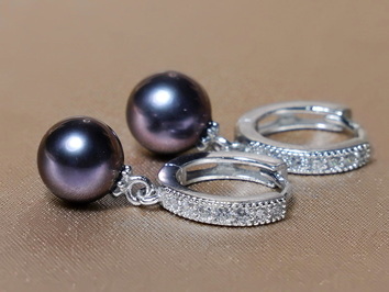 Strieborné perlové náušnice čierne perly RSE300AAAbG Strieborné perlové náušnice čierne perly RSE300AAAbG