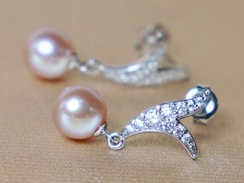 Zlaté náušnice 14K s pravými perlami AAA WW06WVE-FP Zlaté náušnice 14K s pravými perlami AAA WW06WVE-FP