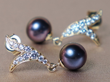 Zlaté náušnice 14K s pravými perlami AAA WW06YVE-FB Zlaté náušnice 14K s pravými perlami AAA WW06YVE-FB