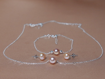 Strieborná súprava s ružovými perlami AAA NB123SpU Strieborná súprava s ružovými perlami AAA NB123SpU