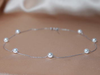 Perlový náhrdelník z japonských akoya perál na zlatej retiazke 14K APNCH002wC Perlový náhrdelník z japonských akoya perál na zlatej retiazke 14K APNCH002wC