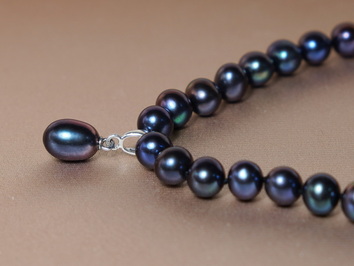 Perlový náhrdelník čierne riečne perly AAA NRSNP7585AAAbK