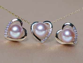 Set šperkov z ružových riečnych perál  WW013YS-FP Set šperkov z ružových riečnych perál  WW013YS-FP