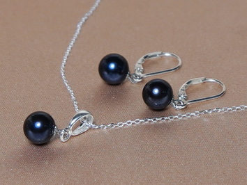 Strieborné šperky s čiernymi sladkovodnými perlami FPS002bT Strieborné šperky s čiernymi sladkovodnými perlami FPS002bT