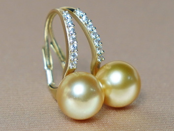 Zlaté náušnice 14K s perlami Južného Pacifiku BC021YE-G