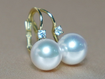 Zlaté náušnice 14K s perlami Južného Pacifiku BC022YE-W