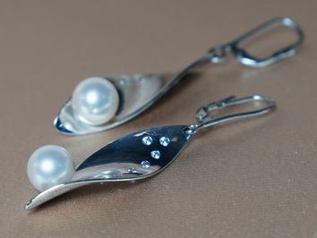 Zlaté náušnice 14K s perlami Južného Pacifiku BC02WE-W