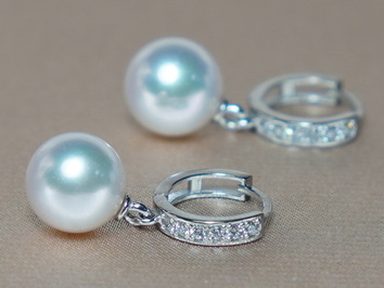 Zlaté náušnice 14K s perlami Južného Pacifiku  DS120WE-W