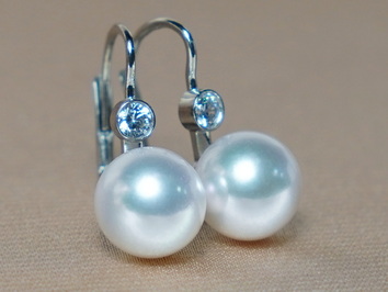 Zlaté náušnice 14K s perlami Južného Pacifiku DS222WE-W