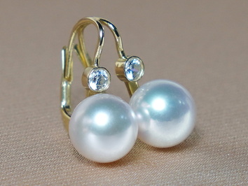 Zlaté náušnice 14K s perlami Južného Pacifiku DS222YE-W