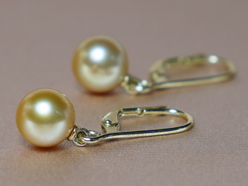 Zlaté náušnice 14K s perlami Južného Pacifiku SSPEZGC