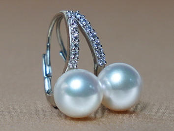 Zlaté náušnice 14K s perlou Južného Pacifiku  BC021WE-W