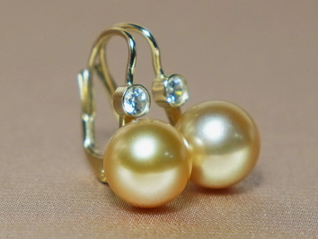 Zlaté náušnice 14K s perlou Južného Pacifiku  DS222YE-G