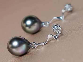 Zlaté náušnice 14K s tahitskými perlami TDwE200ZM