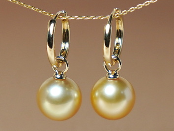 Zlaté náušnice 14K z perál Južného Pacifiku WW017YE-G