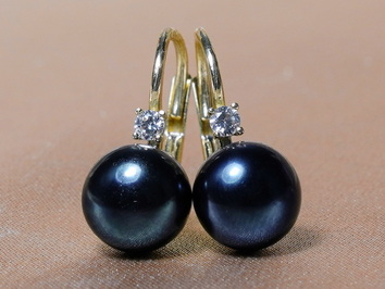 Zlaté náušnice čierna perla a zirkón BC022YBE-B Zlaté náušnice čierna perla a zirkón BC022YBE-B