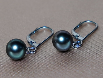 Zlaté náušnice čierne tahitské perly TEwZGC Zlaté náušnice čierne tahitské perly TEwZGC