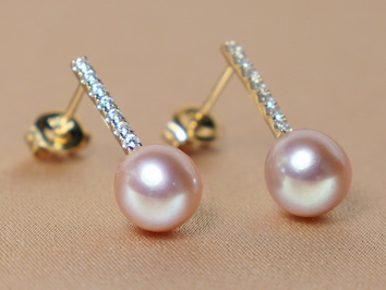 Zlaté náušnice 14K s pravými perlami AAA WW015YE-FP Zlaté náušnice 14K s pravými perlami AAA WW015YE-FP