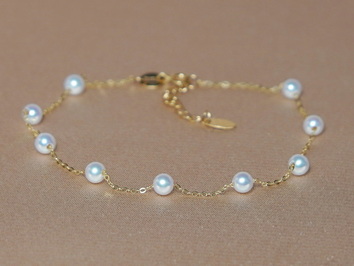 Zlatý náramok 18K s pravými sladkovodnými perlami  PB803SP
