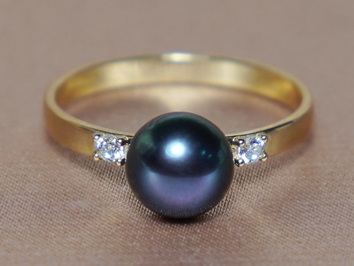 Zlatý prsteň 14K s čiernou sladkovodnou perlou BC027YBR-B