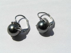 Zlaté náušnice 14K s briliantmi a tahitskými perlami AAA BC05WE-T náušnice s tahitskými perlami BC05WE-T najvyššia AAA kvalita BC05WE-T