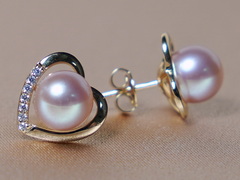 Zlaté náušnice 14K s ružovou sladkovodnou perlou WW013YE-FP Perlové náušnice ružové perly WW013YE-FP-1.JPG WW013YE-FP