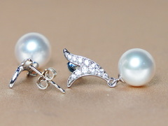 Zlaté náušnice 14K s perlami Južného Pacifiku WW06WVE-W Zlaté náušnice s perlou WW06WVE-W-1.JPG WW06WVE-W