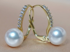 Zlaté náušnice 14K s japonskou akoya perlou AAA BC021YE-A Zlaté náušnice s pravou morskou perlou BC021YE-A-1.JPG BC021YE-A